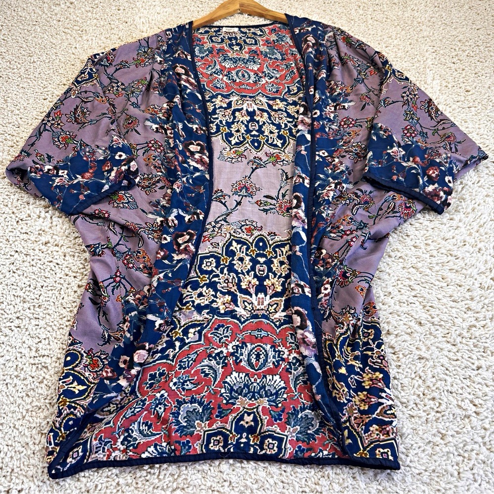 MAHILA Women's Kimono One Size Floral Paisley Boho Open Front Duster Cardigan